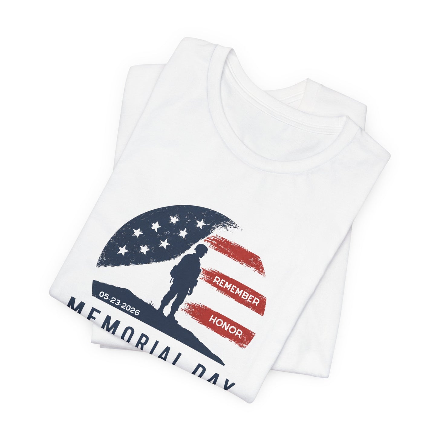 Memorial Day T-Shirt – Remember Honor (American Flag Soldier Silhouette)