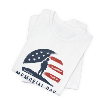 Memorial Day T-Shirt – Remember Honor (American Flag Soldier Silhouette)